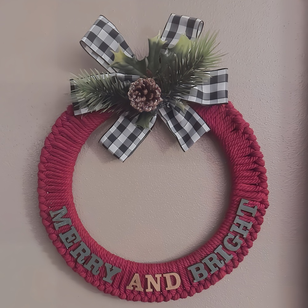 New Handmade Modern Farmhouse “Merry and Bright" 10" Wreath